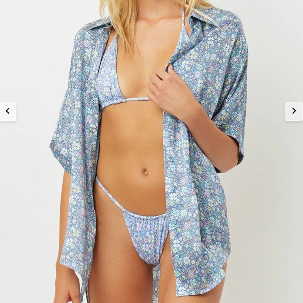 Frankies Bikinis Fifi Silk Button Up Shirt